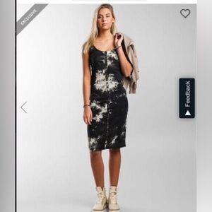 Black and White Tie-Dye Button-Down Dress